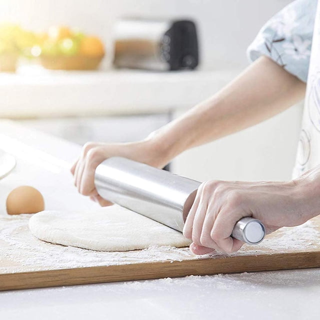 Rodillo de acero inoxidable, rodillo antiadherente para hornear masa, Pizza, pastel, herramienta para hornear, accesorios de cocina