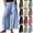 Light Blue, variant on OIOLOYJM Wide Leg Cropped Pants for Women Lace Hem Drawstring High Elastic Waist Flowy Pants Summer Pleated Boho Beach Wide Leg Loungewear Light Blue L