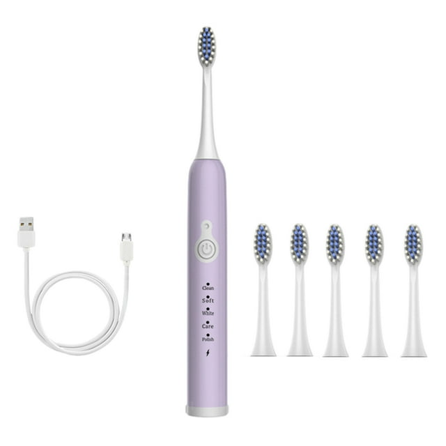 Toothbrush, Toothbrush with 6 Brush Heads, 5 Cleaning Modes, Upgraded Toothbrush, Longer Life, Faster Chargin