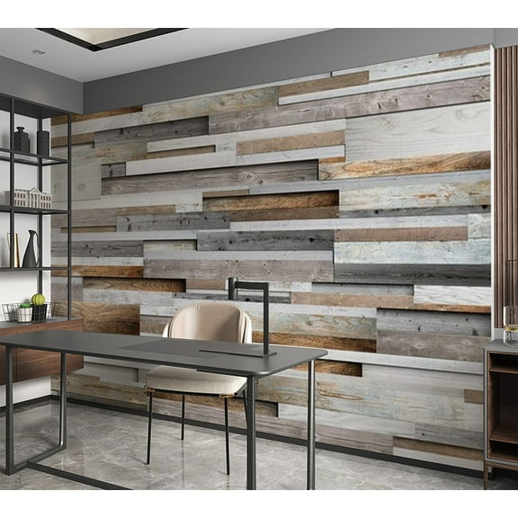 Tiptophomedecor Background & Patterns Wallpaper Wall Mural - Mixed Horizontal Wooden Planks