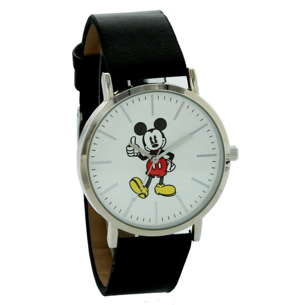 Disney Mickey Mouse Watch watch Silver Case Black Band MK1521