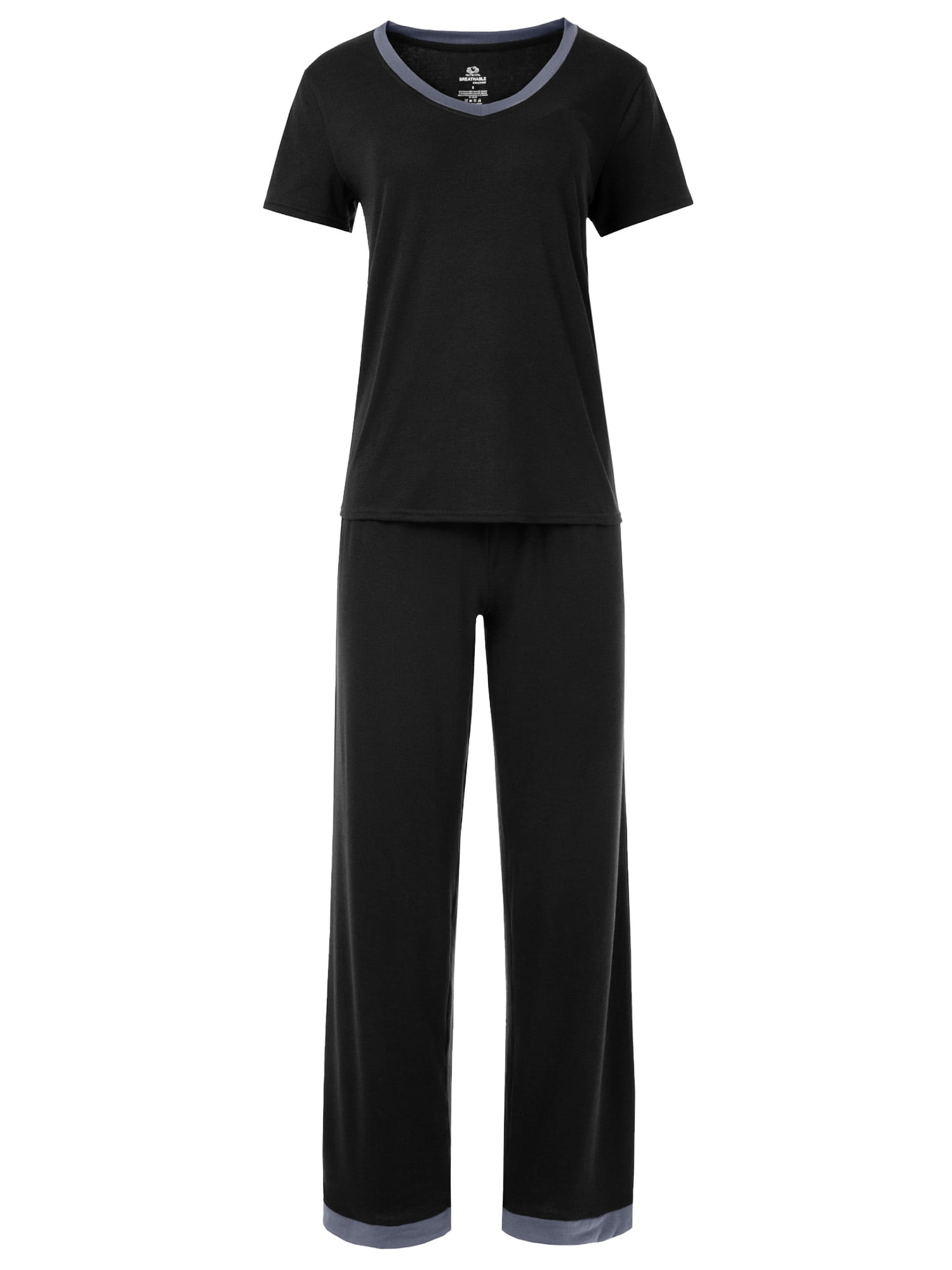 Fruit of the Loom Women's Soft & Breathable V-Neck Short Sleeve Top & Pajama Pant Set, Sizes S-4X