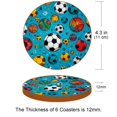 thumbnail image 3 of Football 6PCS Round Coasters Set, Microfiber Leather Drink Coasters, 11x11 cm/4.3x4.3 in, 3 of 6