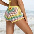 thumbnail image 5 of YVNAURA Womens Crochet Cover Up Shorts Knitted Hollow Out High Waist Drawstring Bikini Swimsuit Cover Ups Beach Bathing Suit Bottoms for Summer Pool Vacation,Yellow,L, 5 of 8