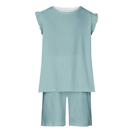 

Kiplyki Baby Days Savings Set Toddler Girl Comfortable Color Sleeveless T-shirt Shorts Set
