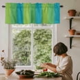 thumbnail image 4 of Sage Green Blue Valances for Windows, Rod Pocket Kitchen Valance Curtains - Soft & Washable Small Window Treatment for Living Room, Bathroom, Gradient Color Stripe 54x18inch, 1 Panel, 4 of 9
