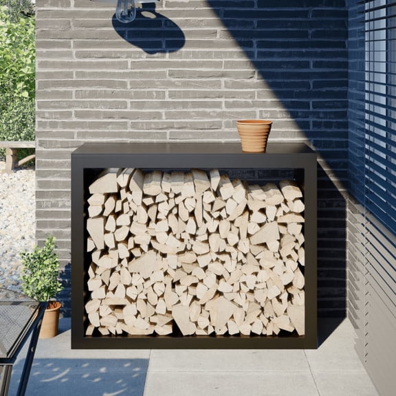 vidaXL Firewood Rack Black 39.4x15.7x31.5" Steel