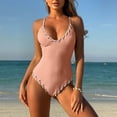 thumbnail image 2 of QHFBli Womens Criss Cross One Piece Swimsuit Contrast Binding Ribbed Bathing Suit, 2 of 6