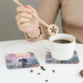 thumbnail image 4 of Bingfone Vintage Mist Sunflower Skull Leather Drinks Coasters with Set of 6,Suitable for Home Kitchen,Coffee Cup Coasters Home Gift, 4 of 7