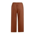 thumbnail image 6 of Summer Cotton Linen Capri Pants for Women Casual Loose Fit Lightweight Womens Capris Crop Pants Trousers Elastic Waist, 6 of 6