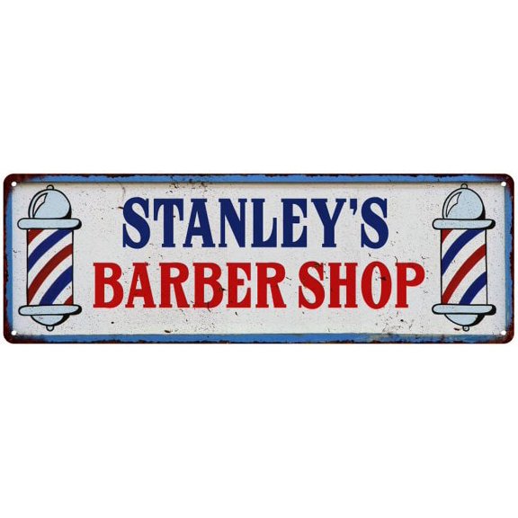 STANLEY'S Barber Shop Hair Salon Metal Sign Retro 6x18 106180031446