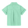 thumbnail image 4 of YOUYEDIAN Teen Girls Cotton Linen Shirts Lapel Short Sleeve Button Down Blouses Kids Summer Casual Lightweight Solid Beach Tops (Mint Green, 11-12 Years), 4 of 6