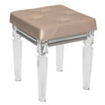 thumbnail image 1 of Champagne Beige Vanity Stool with Clear Acrylic Legs, 1 of 5