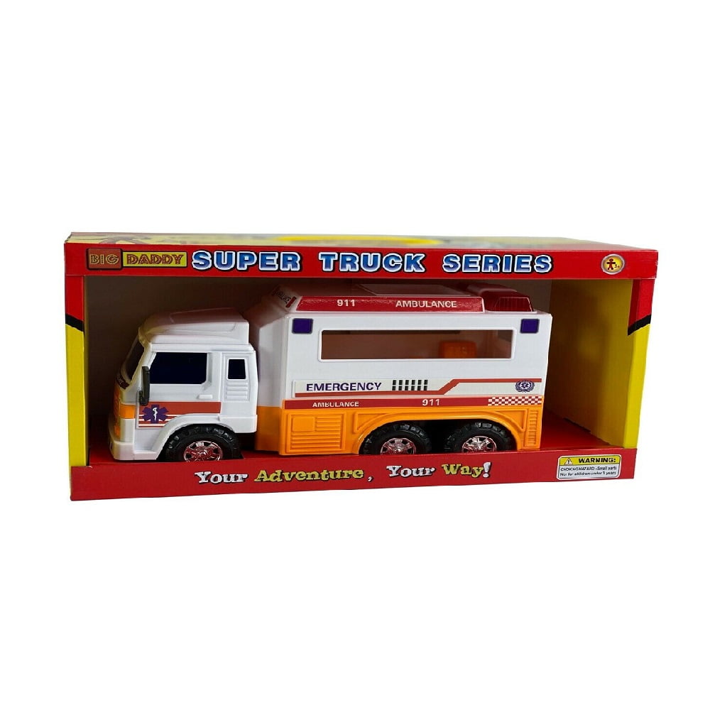 Medium Duty Friction Powered 911 Ambulance Toy Truck