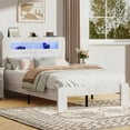 thumbnail image 2 of SESSLIFE Twin Bed Frame with LED Headboard, Modern Wood Bed Frame with Charging Station, Platform Bed with Under Bed Storage for Bedroom, Easy Assembly,White, 2 of 6