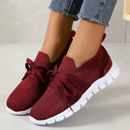 

Women‘s Solid Color Lightweight Mesh Running Shoes Breathable Lace Up Sneakers Women‘s Footwear