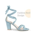 thumbnail image 3 of BLISSFUL STEP Lace Up Strappy Block Heel Sandals for Women - Perfect for Any Occasion Sky Blue 7, 3 of 6