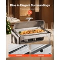 thumbnail image 3 of VEVOR Roll Top Chafing Dish Buffet Complete Set, 9Qt Stainless Steel Chafer with Full Size Pan, Rectangle Catering Warmer Server with Lid Water Pan Folding Stand Fuel Holder Meal Clip, Silver, 3 of 10
