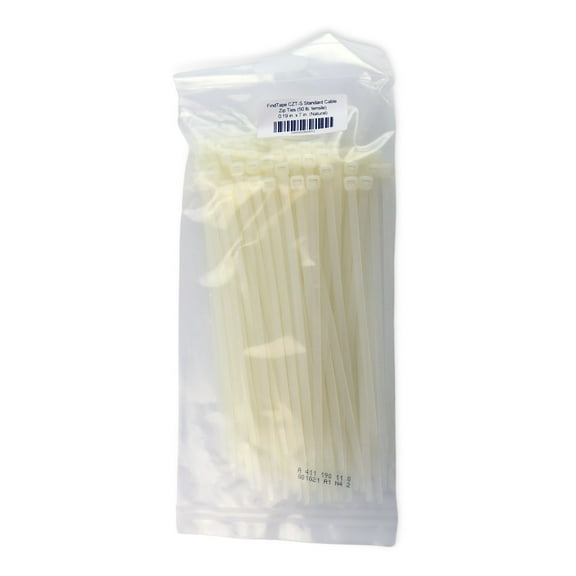FindTape Standard Cable Zip Ties (50 lb. tensile): 0.19 in. x 7 in. (Natural)