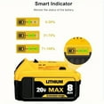 thumbnail image 4 of 8pack DCB200 20V 8Ah Lithium-lon BatteryReplacement  -Compact XRDesign,Compatible with DCB205DCB200DCB203 DCB206 20-VoltCordless Power Tools,Long-LastingReliable and Durable Construction he, 4 of 9