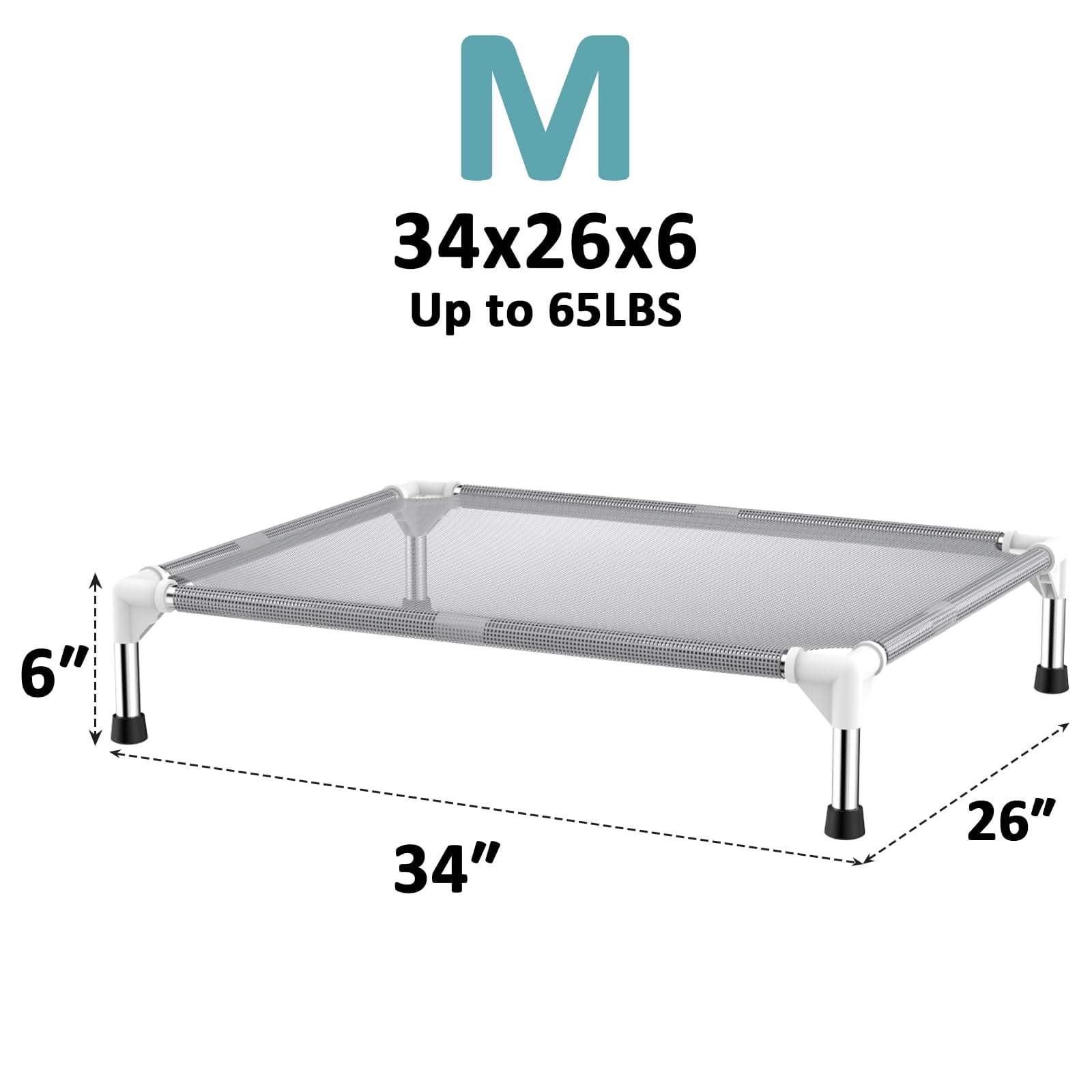 Elevated Dog Bed With Teslin Fabric - Lightweight For Medium Dogs  Waterproof & Washable Breathable Mesh Raised Pet Indoor Outdoor Use Anti-slip Easy Clean