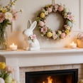 thumbnail image 4 of QuanTara White Ceramic Easter Bunny Figurine, 4.06x2.32x1.77" Minimalist Sculpted Bunny with Floral Accents, Holiday & Everyday Home Decor, Tabletop Shelf Decoration, 4 of 6