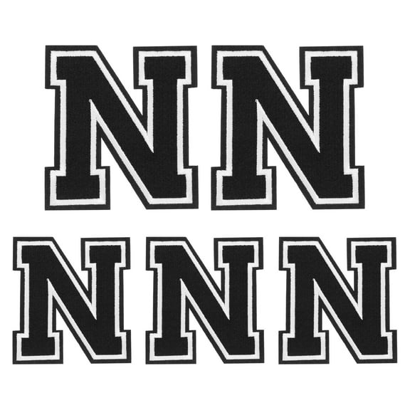 Iron on Letters Patches, 5PCS Alphabet N Iron on Embroidered Patch for Repairing Clothing (4.4"/3.1", Black )