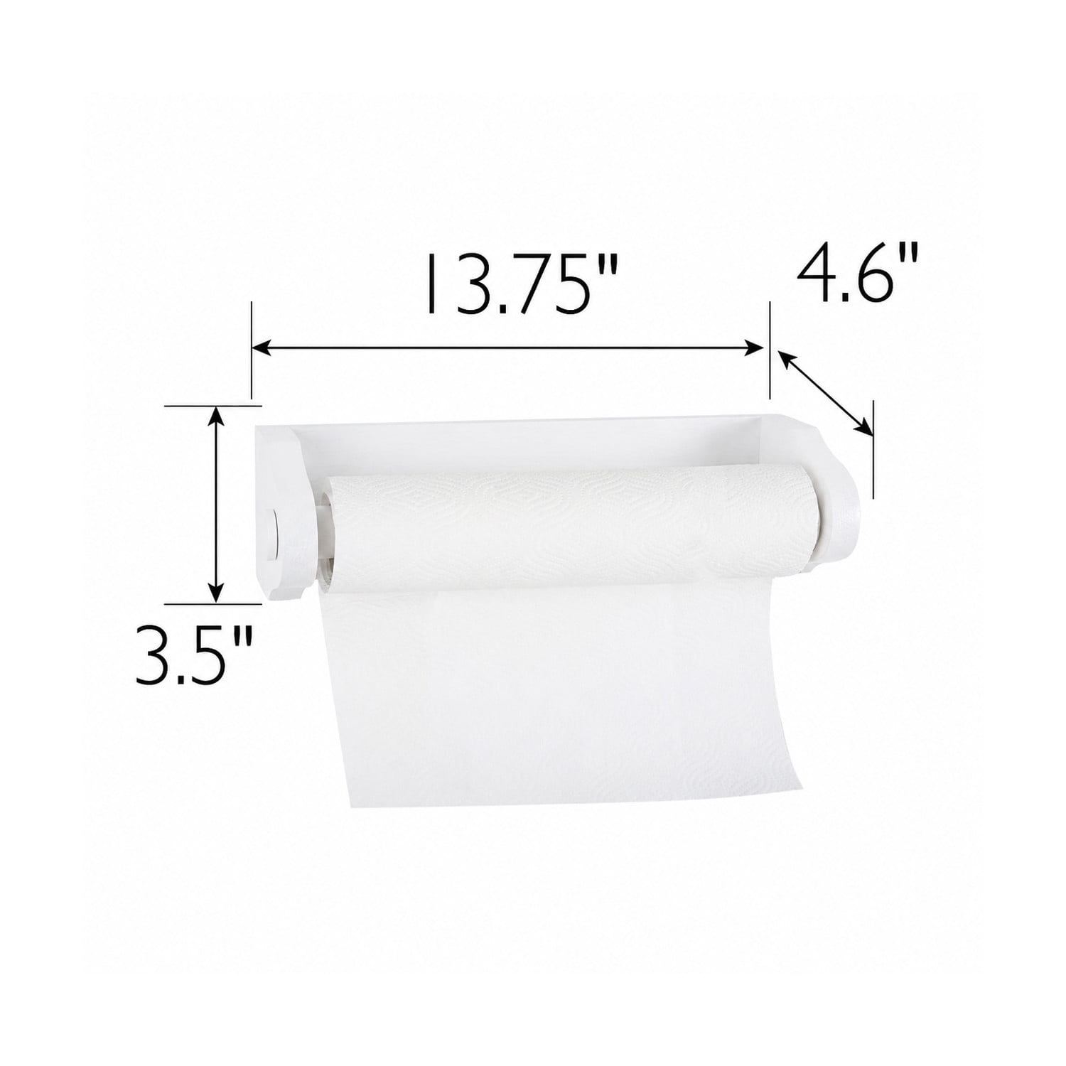 White Wood Dalton Paper Towel Holder, Kitchen and Laundry Room Wall Mount