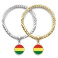thumbnail image 1 of Bolivia Flag Country Symbol Mark Pattern Lover Bracelet Bangle Pendant Jewelry Couple Chain, 1 of 3