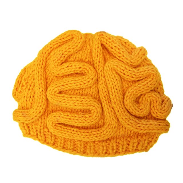 Funny Brain Knitted Hat Halloween Spoof Props Winter Hat, Yellow Child