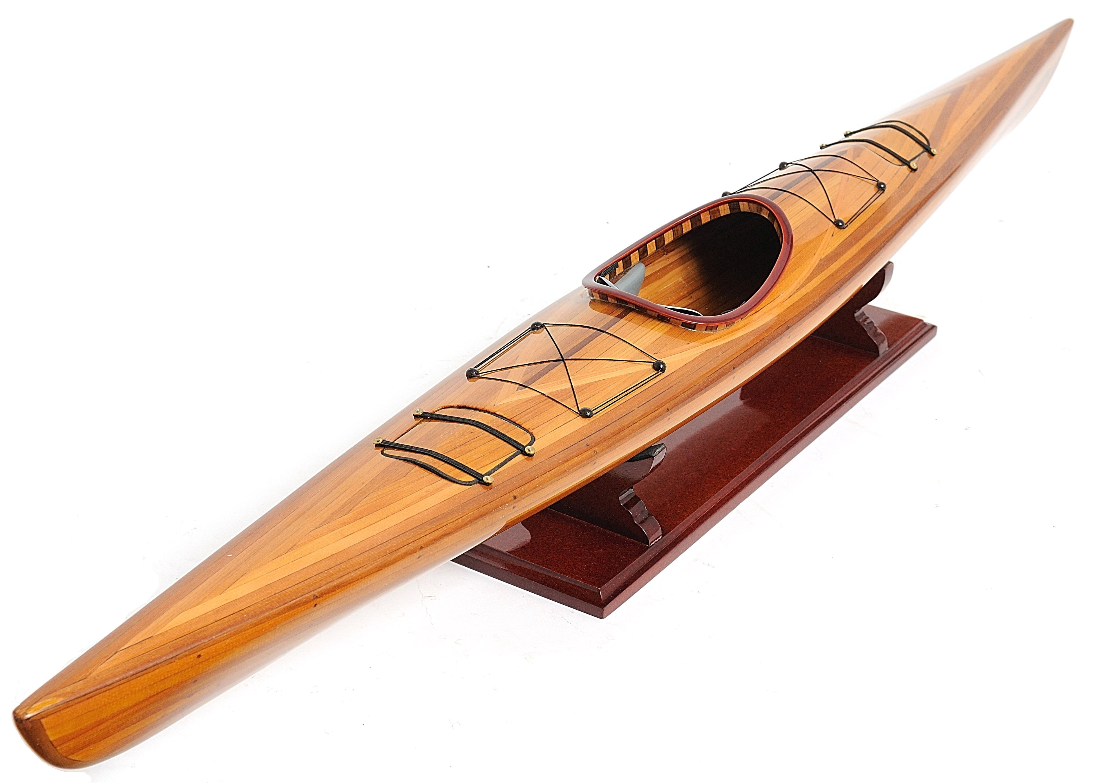 Kayak Model Display Old Modern Handicraft Wood Canoe 42" Fully