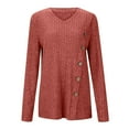 thumbnail image 6 of CheerKidz Women Sweaters Long Sleeve V Neck Button Detail Loose Tunic Tops Casual Lightweight Breathable Soft Fabric 2025 Fashion Trendy Clothes(Orange,S), 6 of 7