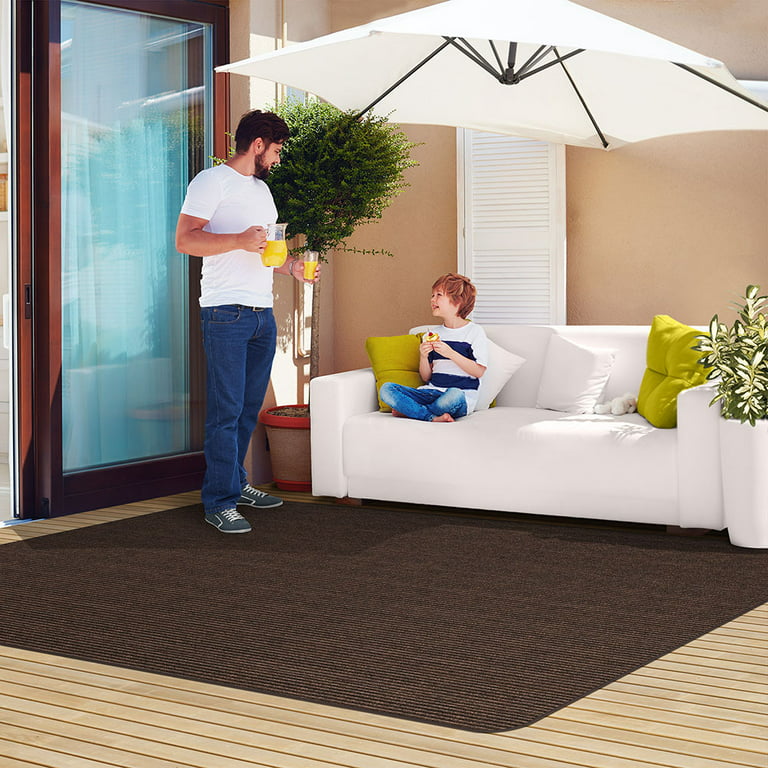 Indoor/Outdoor Double-Ribbed Carpet Area Rug with Skid-Resistant Rubber  Backing - Bittersweet Brown - 2' x 3' 