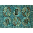 thumbnail image 1 of Ahgly Company Machine Washable Indoor Rectangle Oriental Turquoise Blue Industrial Area Rugs, 5' x 7', 1 of 4