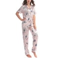 thumbnail image 2 of Unique Bargains Women's 2pcs Floral Button Down Pajama Set Nightwear Sleepwear Sets, 2 of 5