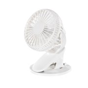 AICase 3 Speeds USB Rechargeable Mini Cooling Fan Clip On Desk Baby Stroller Portable White