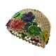 thumbnail image 2 of Gorro de crochet con flores, elegante gorro floral para viajes, citas, ropa de calle, playa y viajes. Caqui, 2 of 9