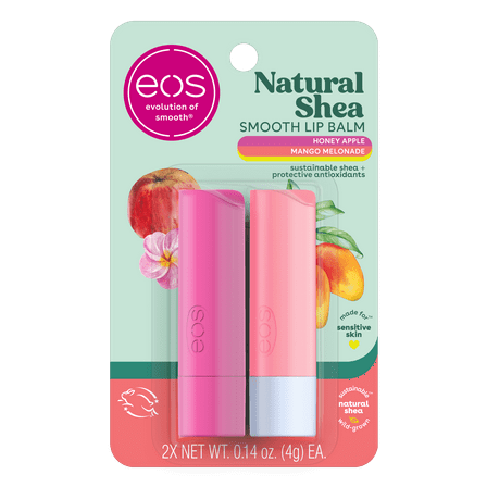 eos Natural Shea Smooth Lip Balm - Honey Apple & Mango Melonade, 0.14 oz, 2-pack