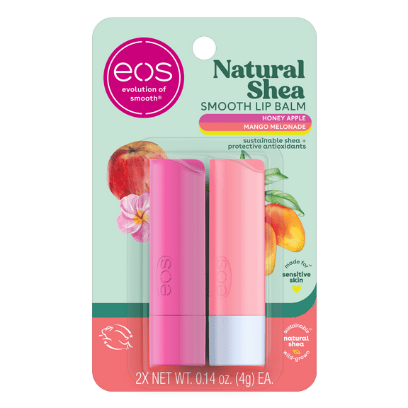 eos Natural Shea Smooth Lip Balm - Honey Apple & Mango Melonade, 0.14 oz, 2-pack