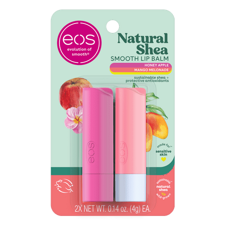 eos Natural Shea Smooth Lip Balm - Honey Apple & Mango Melonade, 0.14 oz, 2-pack