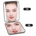 thumbnail image 4 of Rechargeable Pocket Mirror, Double Sided 1X/3X Magnification Compact Vanity Mirror, 3 Color Lights, Dimmable, Small Portable Wallet Mirror, Lighted Travel Mirror for Women Gifts, Black, 4 of 6