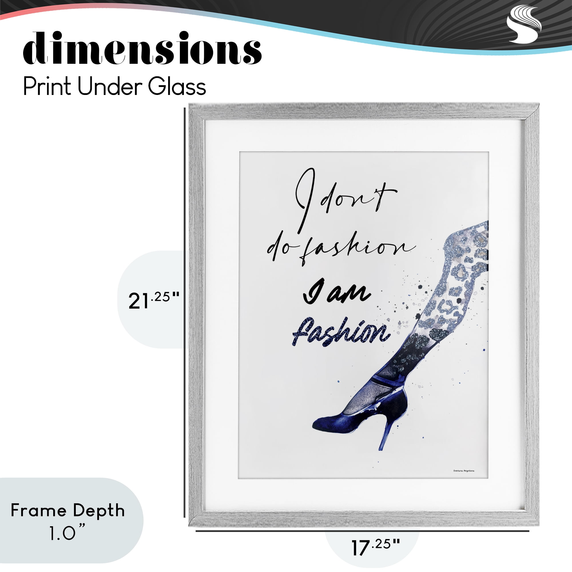 Stupell Industries Trendy I Am Fashion Gray Framed Print Under Glass, design by Svetlana Aleynikova