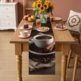 thumbnail image 2 of Hot Coffee Table Runner 72 Inches, Cinnamon Cafe Beans Latte Cup Rustic Vintage Bed Runner Dresser Scarves Tabletop for Indoor Outdoor Parties/Ceremony/Banquet, 13" x 72", 2 of 8