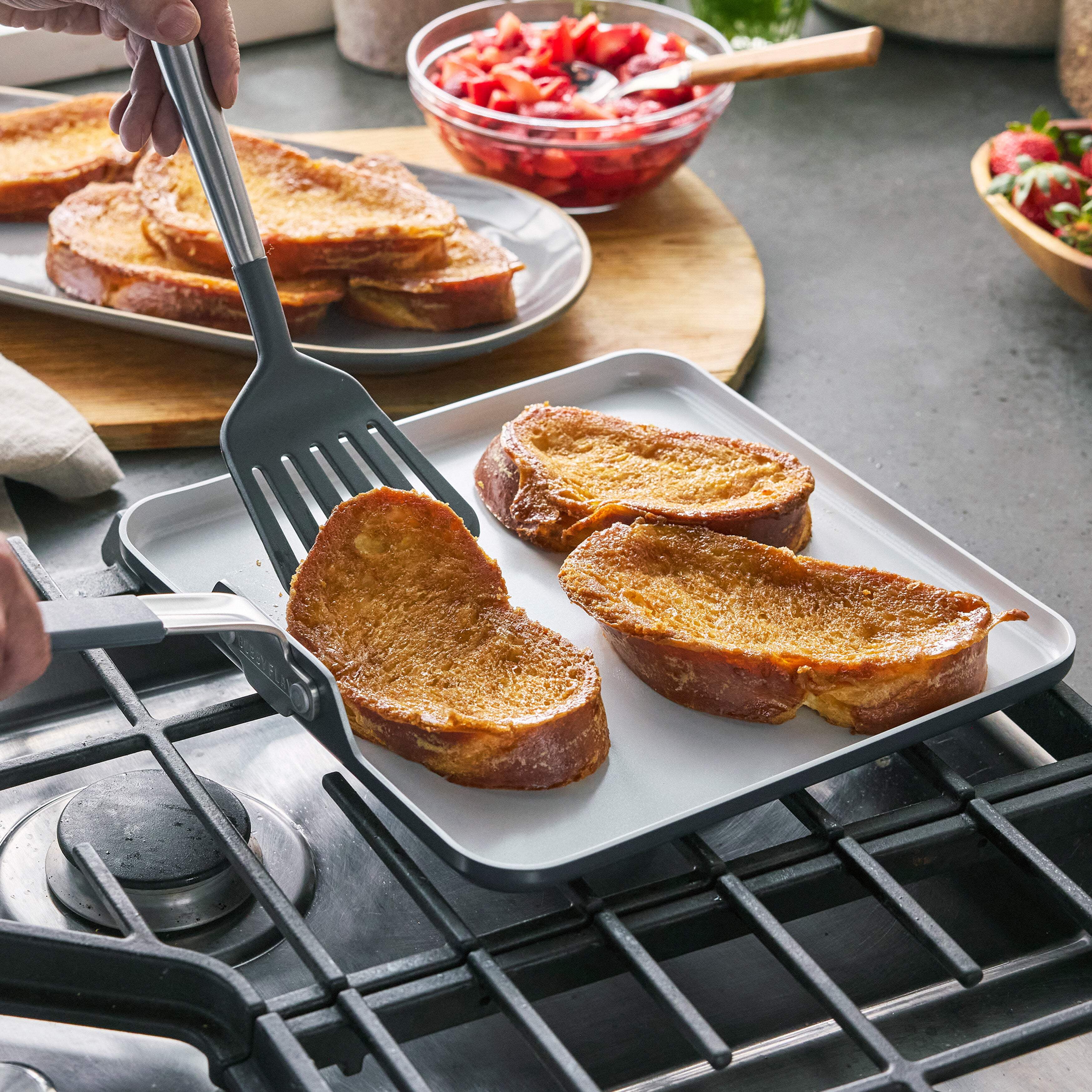 GreenPan Bobby Flay 11" Nonstick Square Griddle, Dishwasher Safe, Gray