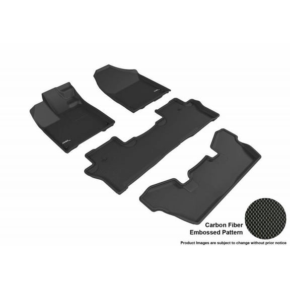 3D MAXpider 2016-2022 Fits Honda Pilot Elite Awd Kagu 1st Row 2nd Row 3rd Row Black Carbon Fiber Embossed Pattern Floor Mat L1HD08401509