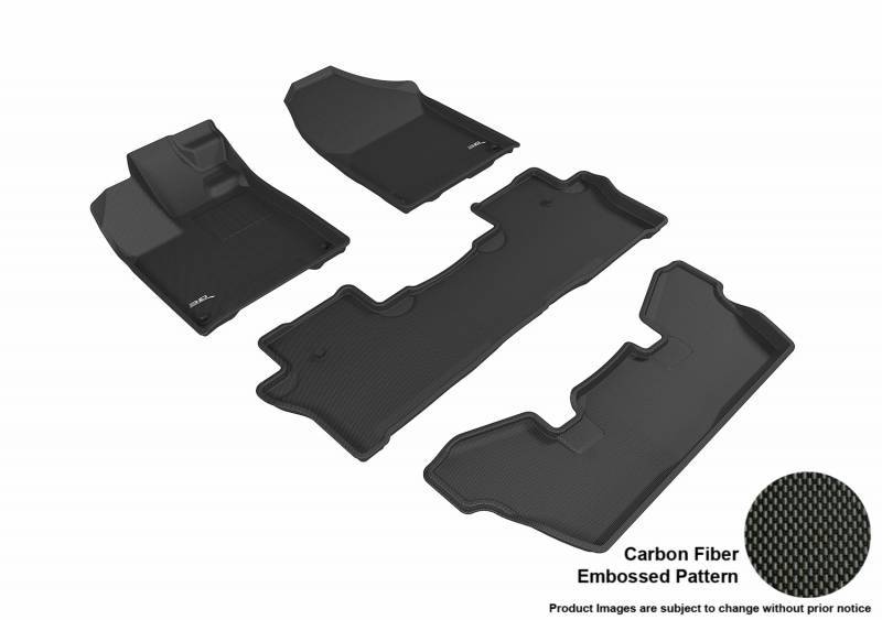 限定Ｗ特典付属 D MAXpider Custom Fit Elegant Floor Mat (黒) for 2016-2022 Honda  Pilot 8-Passenger-1 ST Row ND Row RD Row