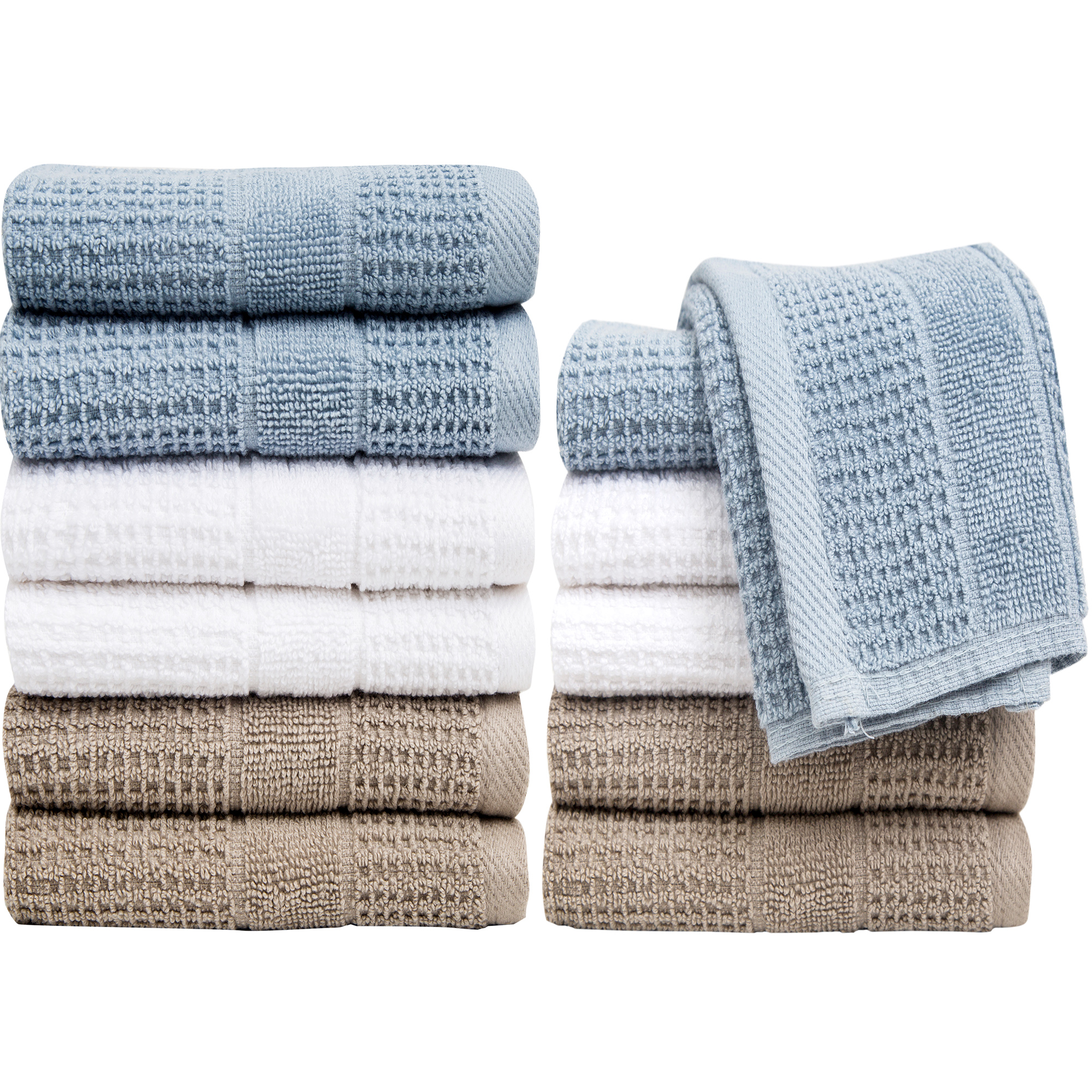 Pleasant Home Washcloths Set 12 Pack (12” x 12”) 488 GSM 100 Ring