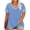 Blue, variant on Plus Size Womens Versatile V-Neck T-Shirt Rhinestone Trim Color Block Striped Sleeve Loose Fit Casual Spring Summer Tops for All Occasions Wear