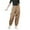Khaki, variant on Sngxgn Woman Pants Women Casual Pants Solid Drawstring Elastic Waist Long Straight Pants(Khaki,M)