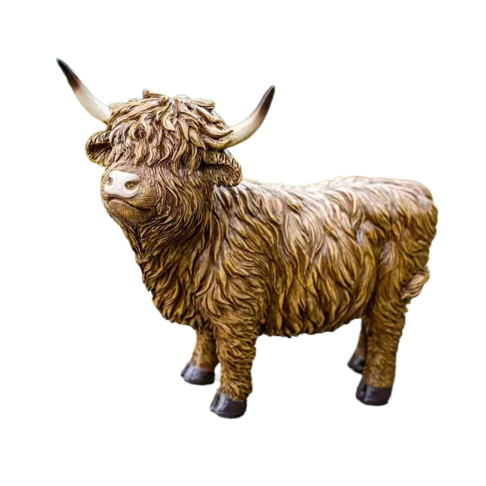 Highland Cow Figurine Animal Sculpture Garden Statue Resin Material for Home Office Bedroom Decor
